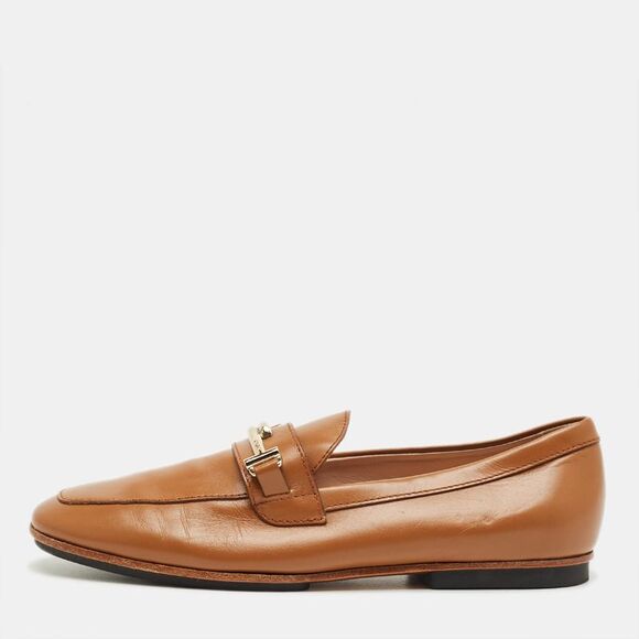 Tod's Brown Leather Slip On Loafers Size 35.5